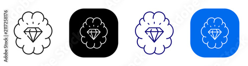 Valuable idea concept representing creative thought and premium insight. Line, filled, black, color set. Editable stroke