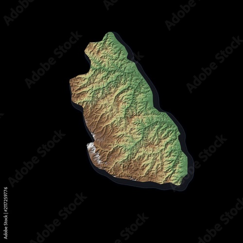 Bhutan Rotating 3D Relief Map Seamless Loop, Alpha Channel 4K