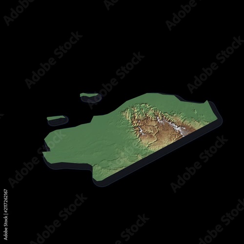 Belize Rotating 3D Relief Map Seamless Loop, Alpha Channel 4K