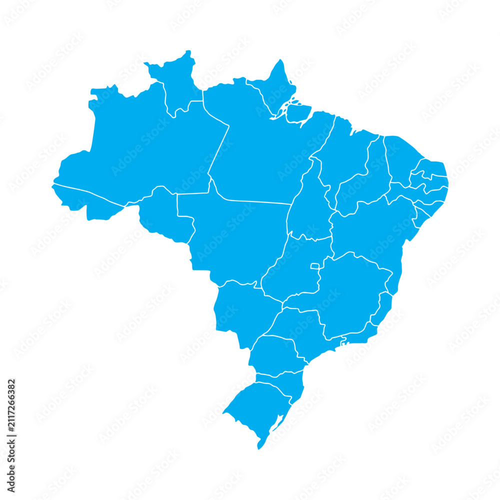Fototapeta premium Blue Map of Brazil with States