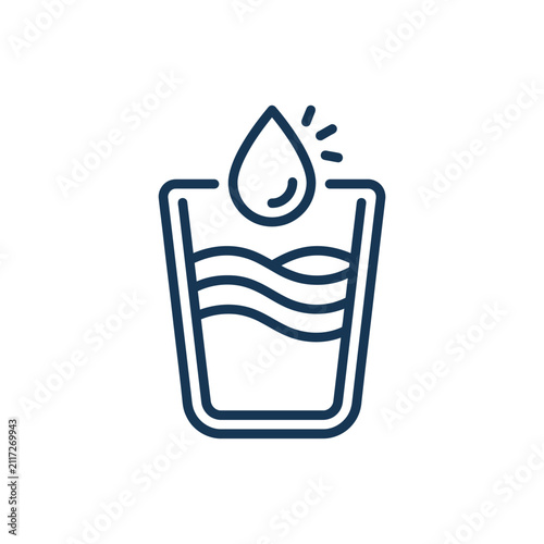 Bild auf Leinwand Glass of Water with Droplet Icon.