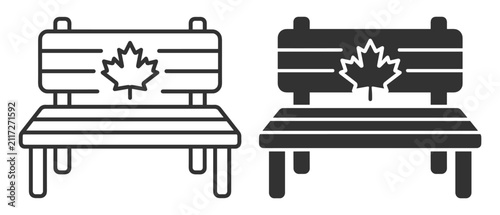 Foto bench icon with maple leaf backrest symbol vector illustration on transparent ba