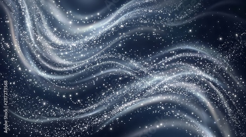 Abstract Swirling Light Particles and Streaks Against Dark Background
