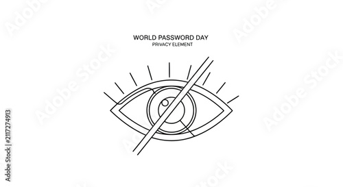 World Password Day Privacy Element Eye with Bar Icon security no watching