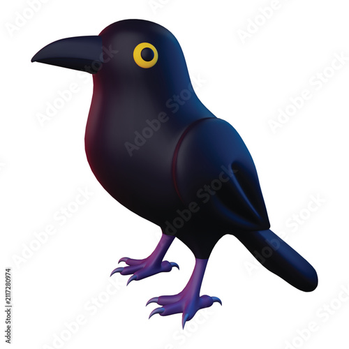 3d rendering icon Halloween Crow