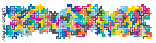Foto Abstract colorful geometric puzzle pieces forming a pattern