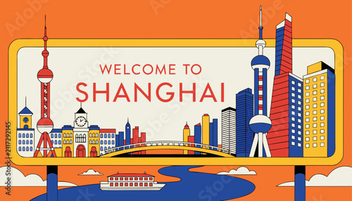 Fotografie Very beautiful colorful realistic vector of a classic roadside welcome sign feat