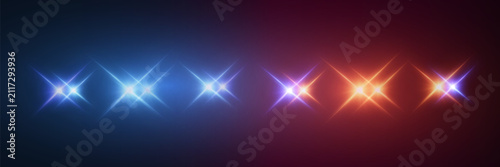 Foto Flashing blue and red emergency lights illuminating a dark background, indicatin