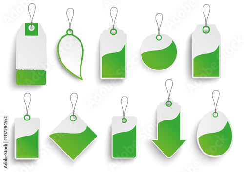 Принти на полотні Set Of Green Price Stickers Transparent