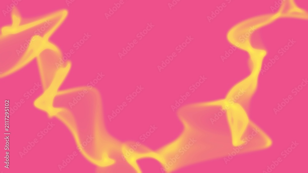 Obraz premium Vibrant pink backdrop swirls with golden flame-like shapes. Soft, glowing tendrils dance in fluid