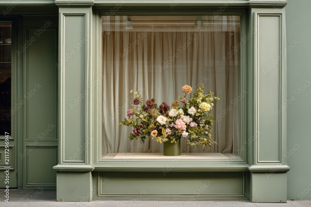 Fototapeta premium Elegant floral display in window.