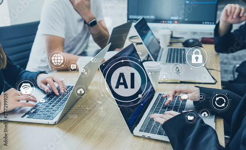 AIエージェントの導入とタスク自動化　自律型AIを活用するプロジェクト会議のイメージ