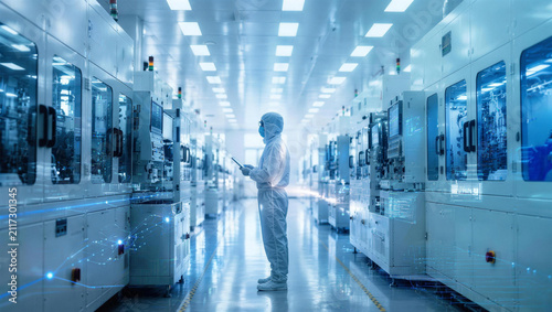 Scientist Working in High-Tech Laboratory with Advanced Equipment
