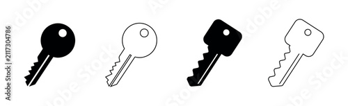 Key icon set. key icon flat design vector illustration. access account login password icons, house key icon security symbol. vector interface app icons