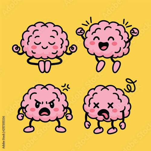 Brain Mascot Cartoon Character Vector Illustration