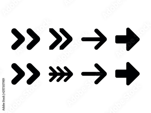 Premium black chevron arrow set for fast forward navigation