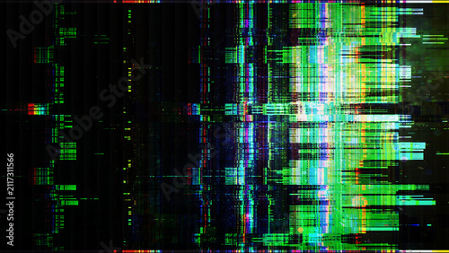Naklejka Green Digital Corruption, Matrix-Style Data Stream Glitch