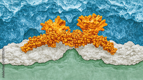Microscopic View of Complex Molecular Biological Structures and Cellular Protein Interactions in a Scientific Environment