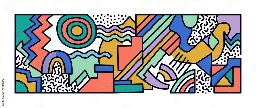 Fototapeta premium Vibrant Abstract Geometric Shapes Composition