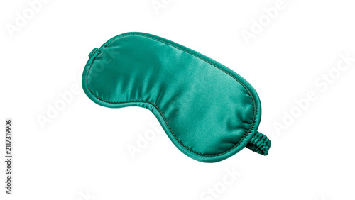 Fotografie Cozy green satin sleeping eye mask accessory isolated on transparent background