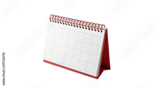 Foto Blank white page desk calendar with red wire isolated on transparent background