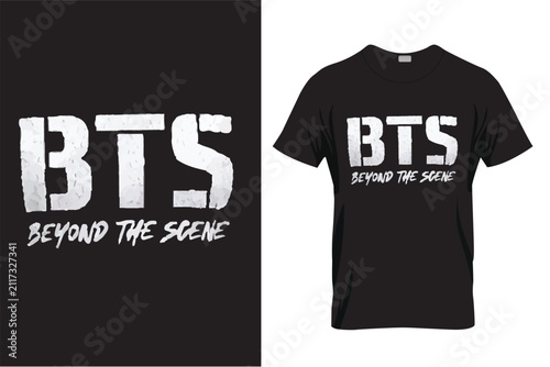 BTS t-shirt design with black and white color.