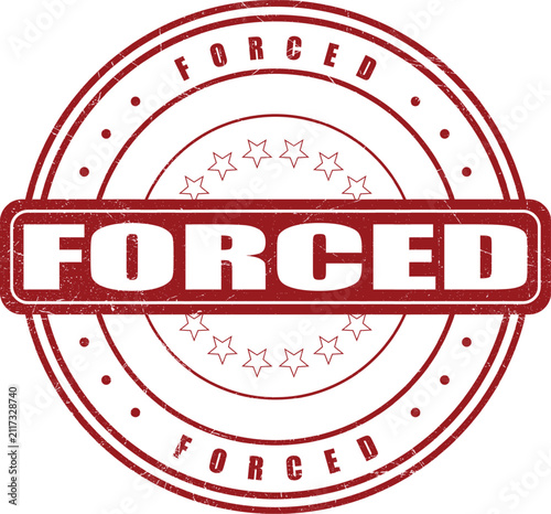 Фотография Bold red grunge forced action rubber stamp for urgent and mandatory compliance r