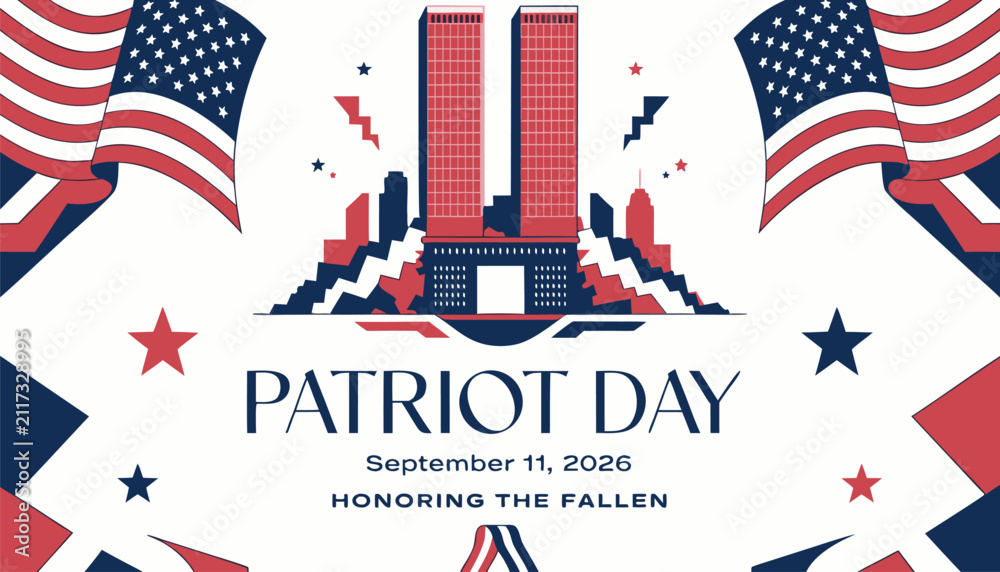 Obraz premium Patriot day september 11 2026 honoring the fallen graphic design