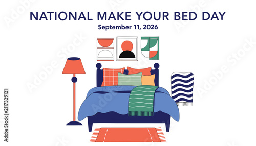 Bild auf Leinwand National make your bed day 11 september 2026 illustration