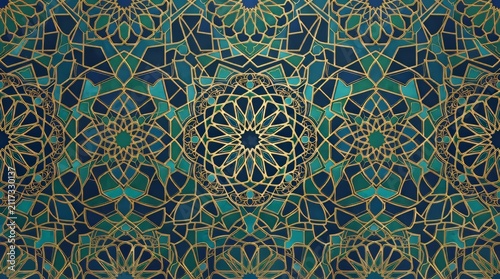 Intricate Islamic Geometric Tile Pattern Design.