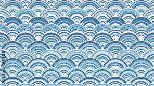 Seamless Blue Wave Pattern Background Design.