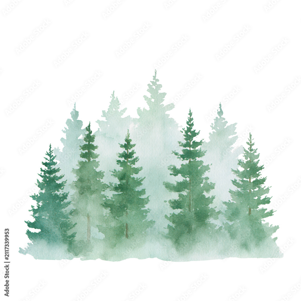 Fototapeta premium Clipart - Dark Forest watercolor object isolated png.