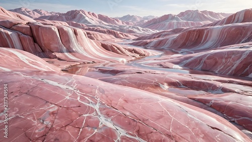 Pink salt flat landscape