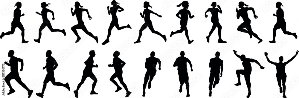 Fototapeta premium vector silhouettes of woman and man people