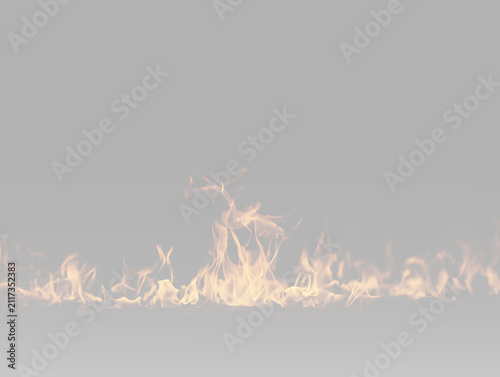 Canvastavla Fire flames burning in a wide horizontal shape with bright orange tongues, overl