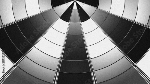 Quadro su tela Abstract Geometric Tunnel Background with Black and White Monochrome Pattern