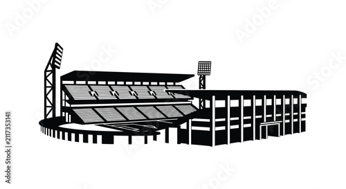 Konstfotografi Stadium Silhouette Against A White Background Detailed Architectural Representat
