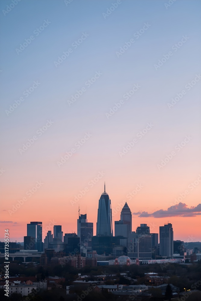 Fototapeta premium landscape building skyline at sunset