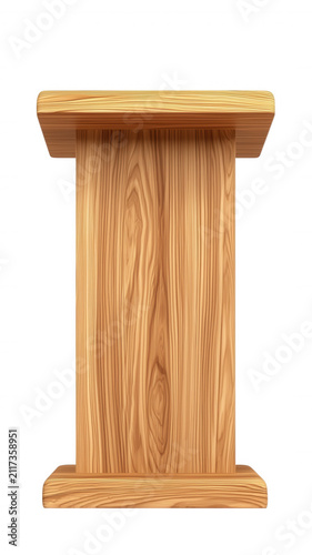 Wooden lectern and podium for public speaking presentation background and debate transparent
