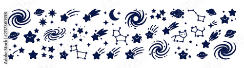 Canvastavla Cute Cartoon Space Elements Collection