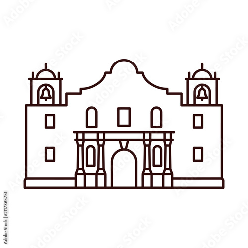 The Alamo Landmark Icon Vector Outline Illustration