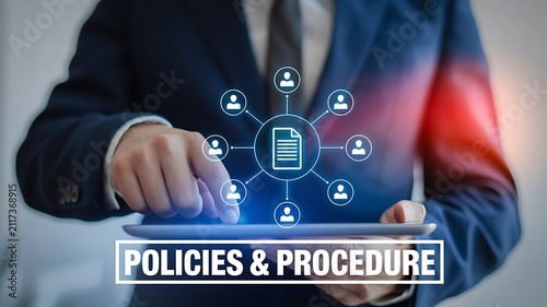 Business policies and procedures management compliance concept