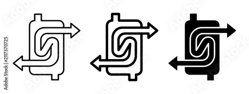 Heat Exchanger Icons, Fluid Flow Diagrams, Industrial Process Symbols