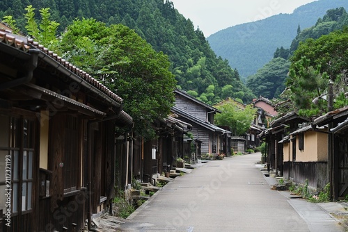 世界遺産　石見銀山の街並みの風景