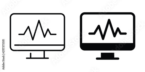 Fotografía Computer monitor displaying a fluctuating waveform graph