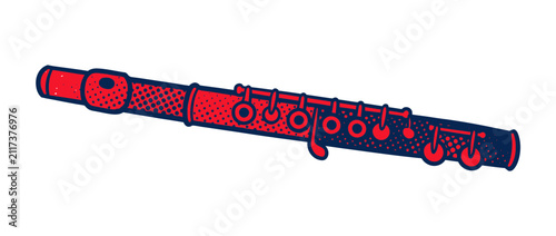 Photography Red and Blue Woodwind Instrument Illustration