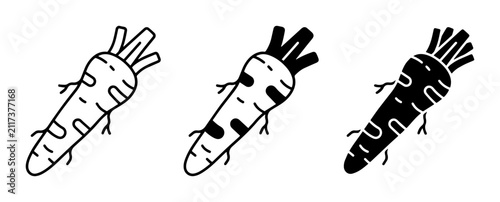 Fotografie Carrot Icons Set, Simple Root Vegetable Graphics, Fresh Food Illustrations