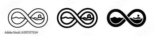 Cuadro en lienzo Infinity Symbol with Boat and Waves, Endless Journey Vector Icons, Timeless Voya