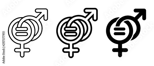 Cuadro en lienzo Gender Equality Symbols, Intersecting Male and Female Icons with Equal Sign, Vec