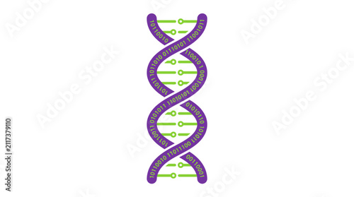 Digital DNA Helix with Binary Code